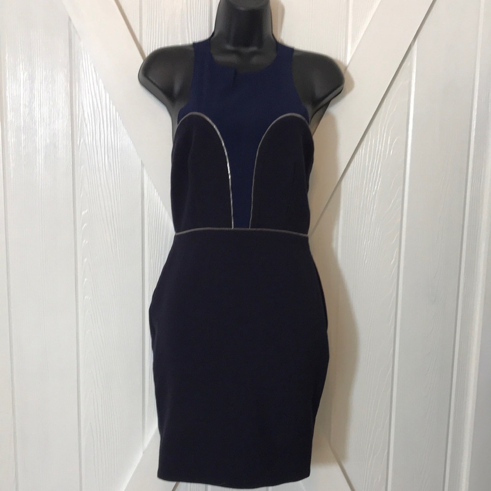 Bec + Bridge Navy Mesh Bodycon Mini Dress